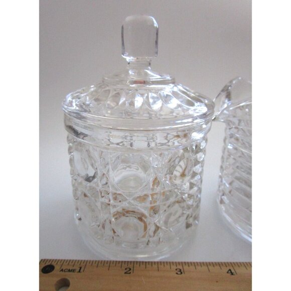 Vintage Indiana Clear Glass Windsor Pattern - Creamer & Lidded Sugar Bowl Set - Picture 15 of 16